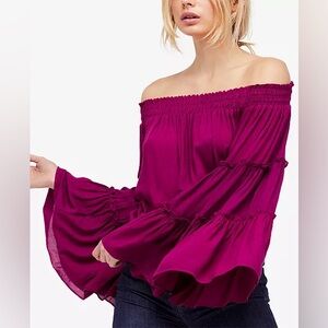 Off-Shoulder Magenta Blouse